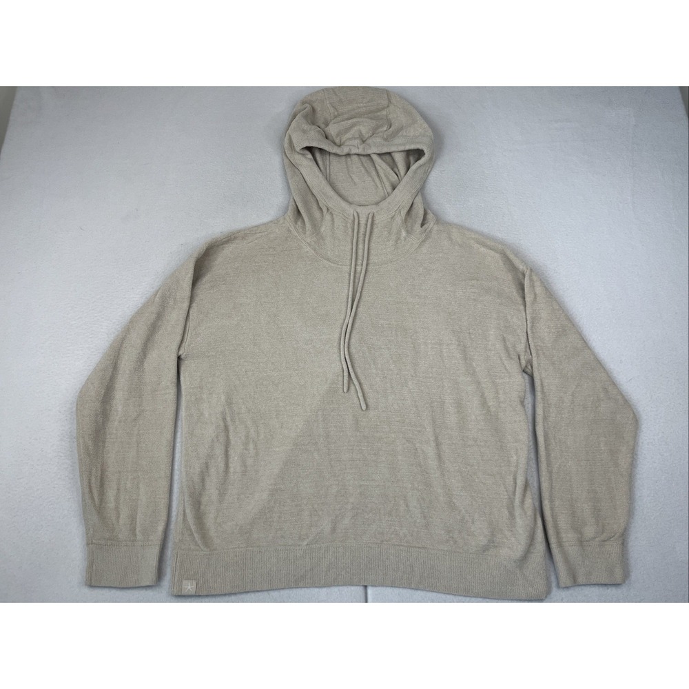 Barefoot Dreams CozyChic Ultra Lite Funnel Neck Hood Pullover Brown S BDWCU21611